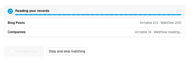 Whalesync reads every record from both apps before matching.