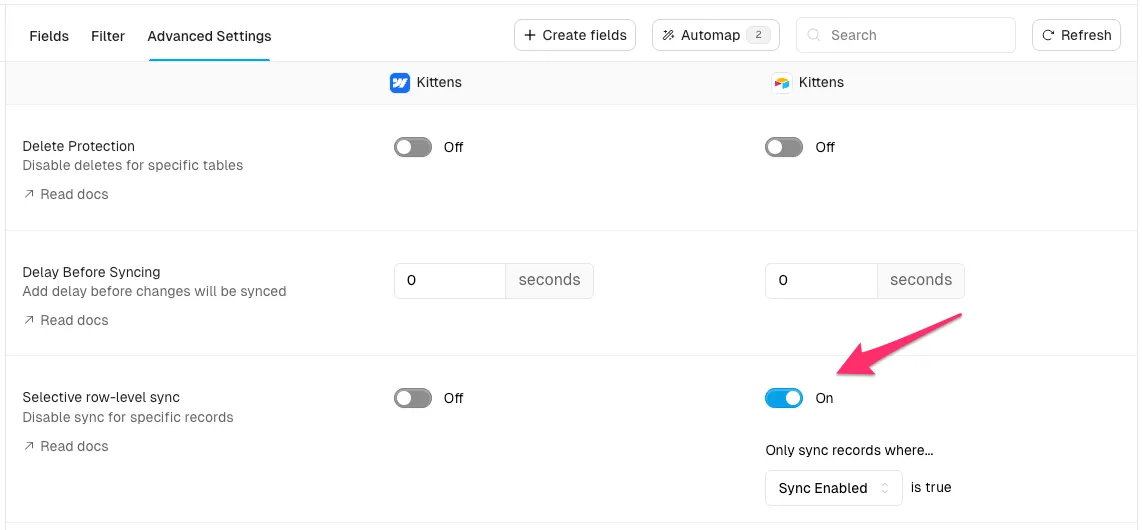 Selective Sync Interface